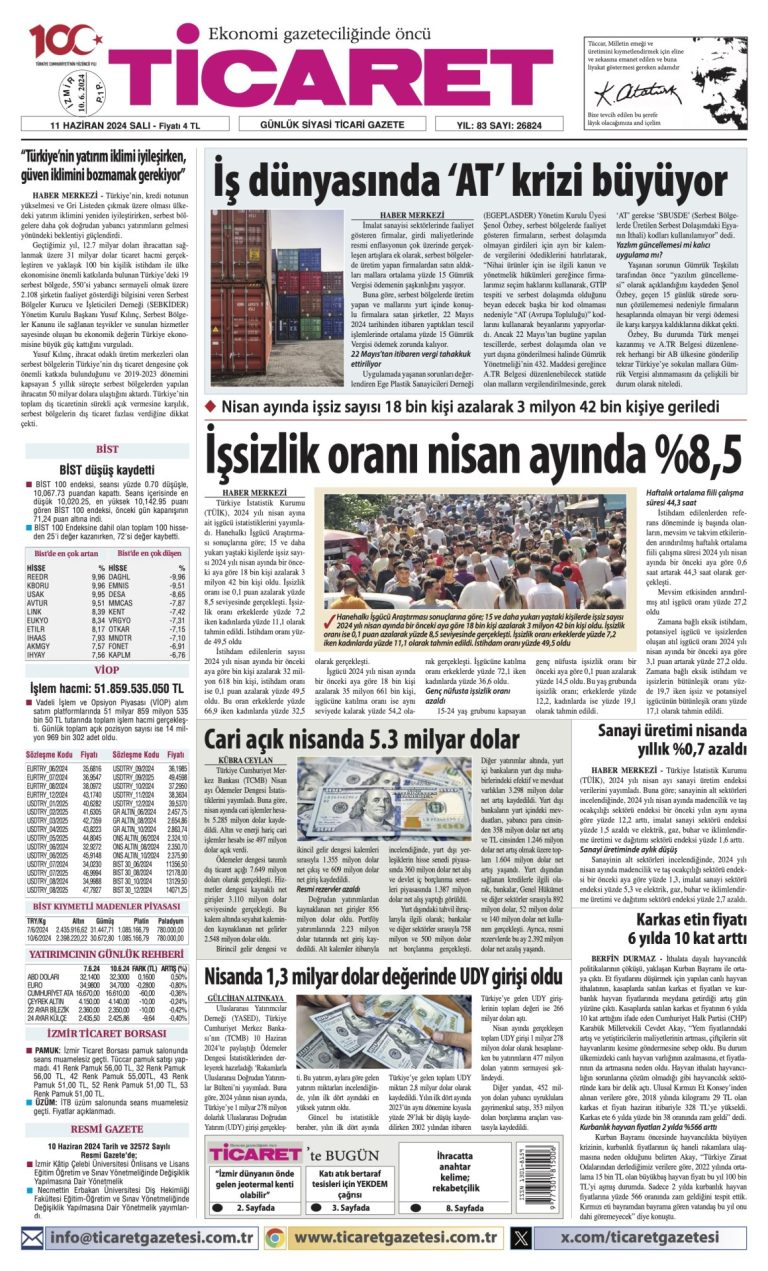 Ticaret Gazetesi’nde bugün