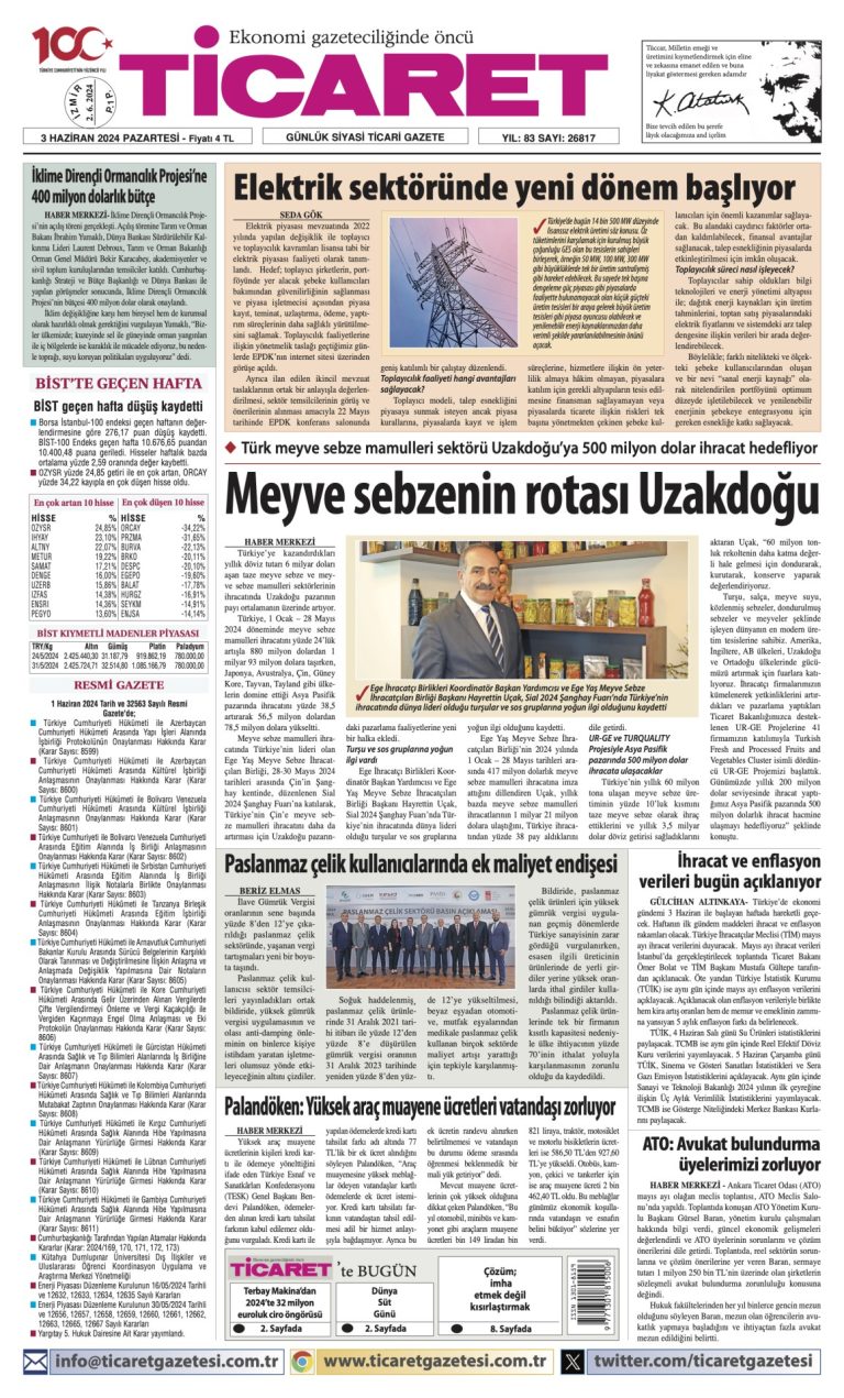 Ticaret Gazetesi’nde bugün