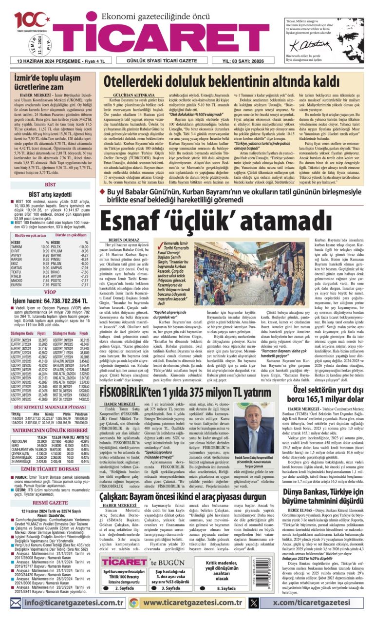 Ticaret Gazetesi’nde bugün