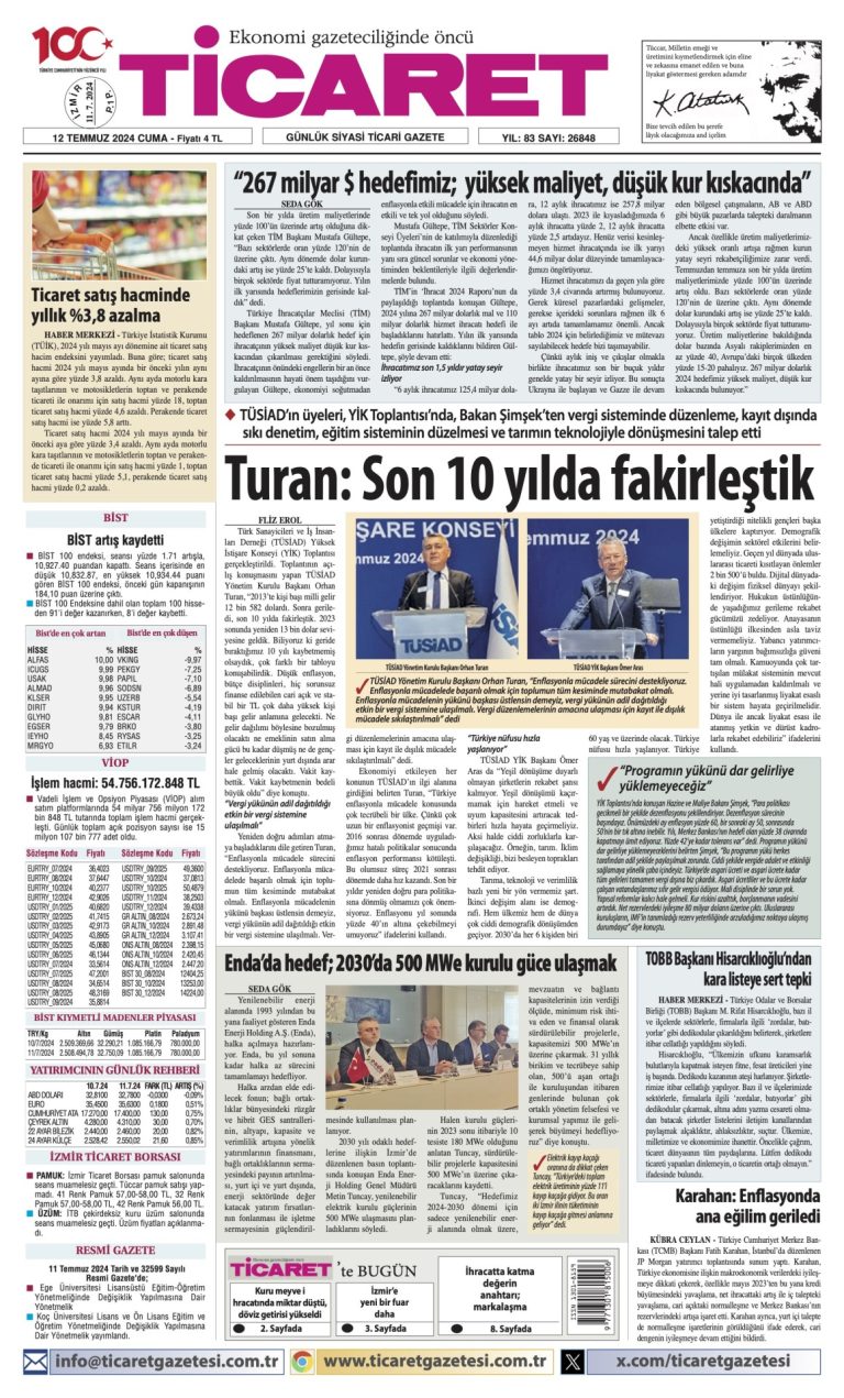 Ticaret Gazetesi’nde bugün