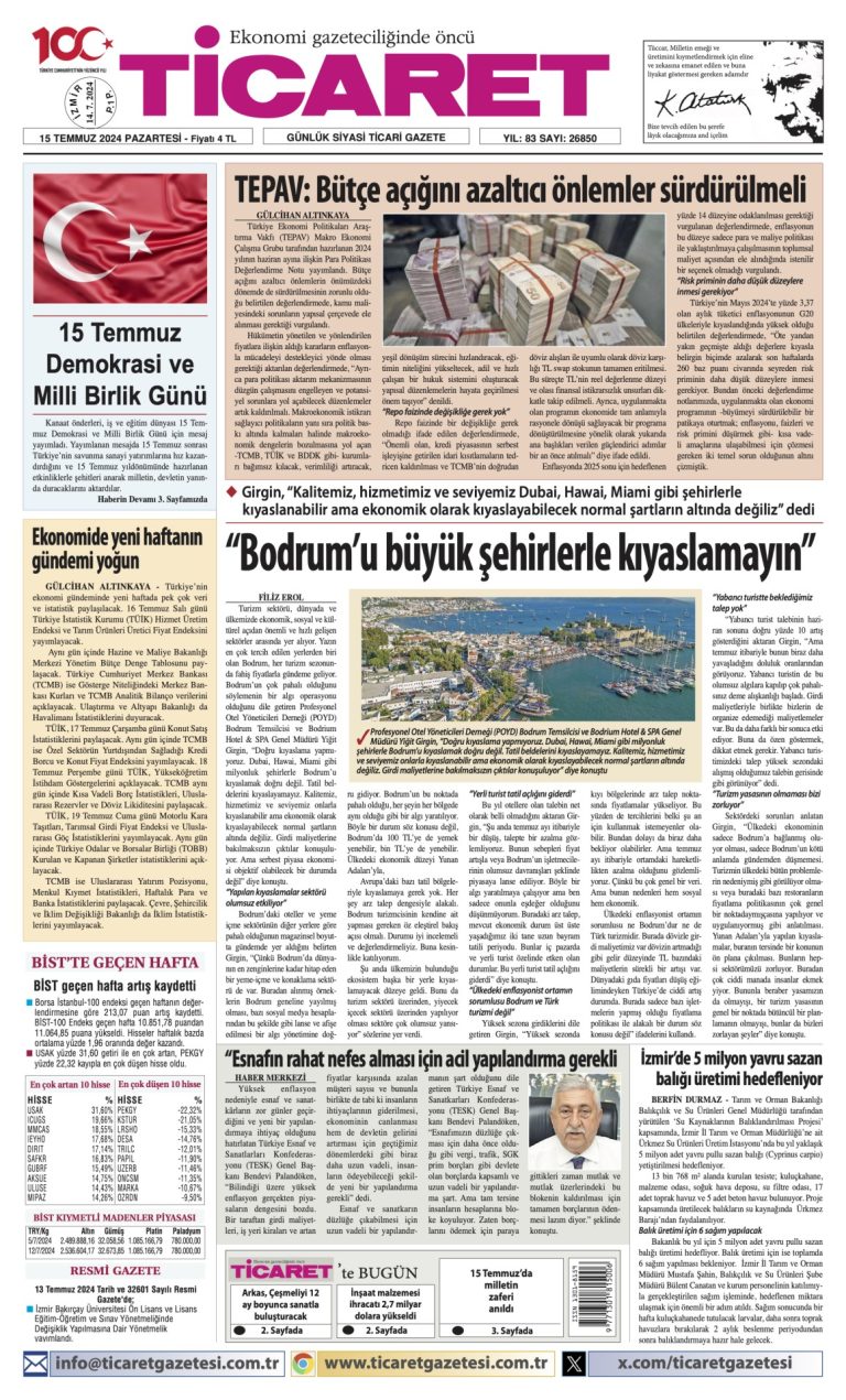 Ticaret Gazetesi’nde bugün