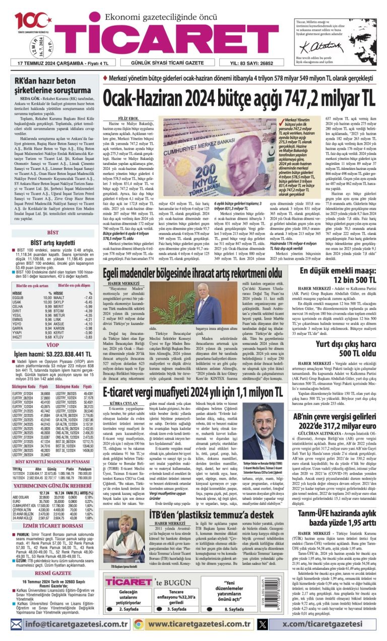 Ticaret Gasetesi’nde bugün
