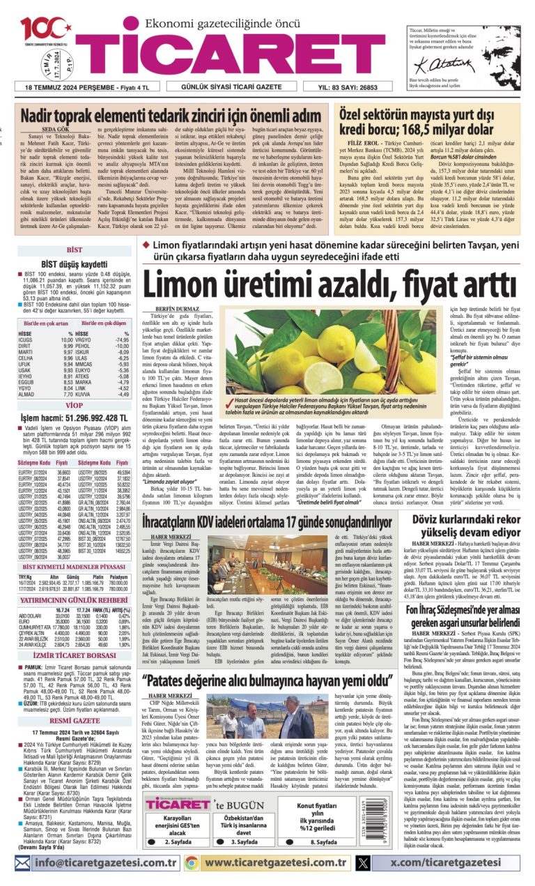 Ticaret Gazetesi’nde bugün