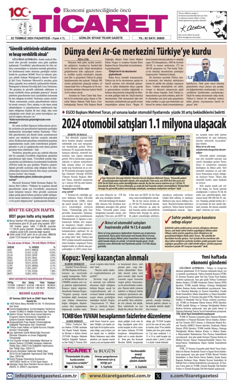 Ticaret Gazetesi’nde bugün