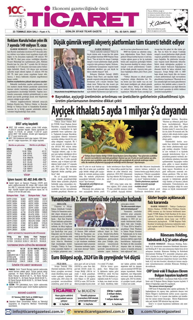 Ticaret Gazetesi’nde bugün