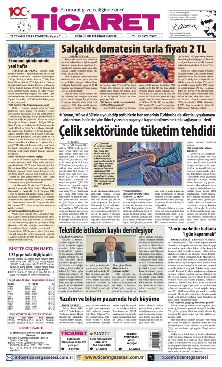 Ticaret Gazetesi’nde bugün