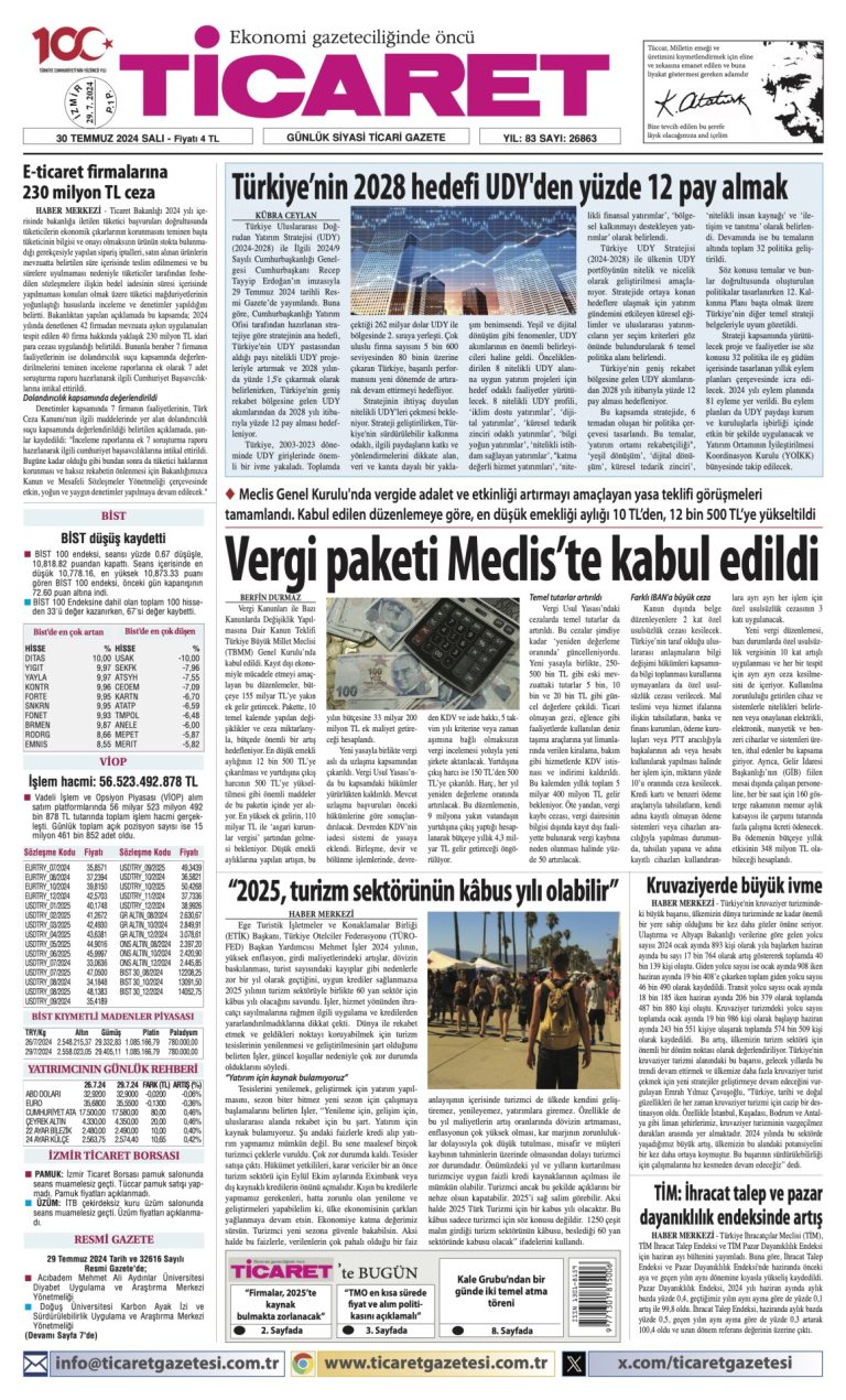 Ticaret Gazetesi’nde bugün