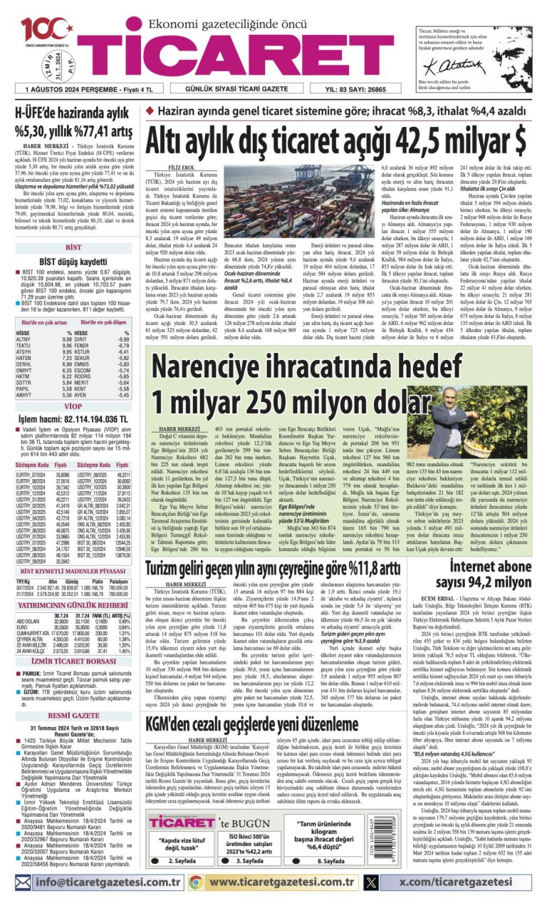 Ticaret Gazetesi’nde bugün