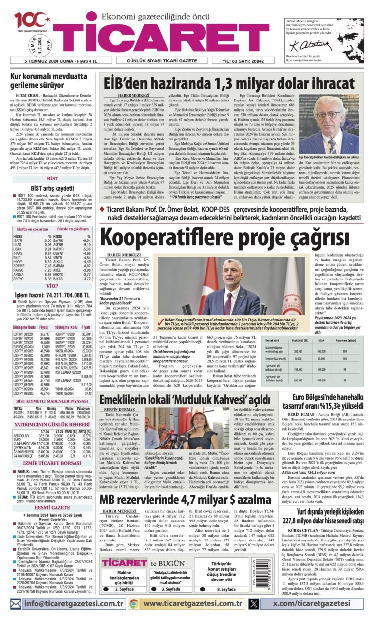 Ticaret Gazetesi’nde bugün