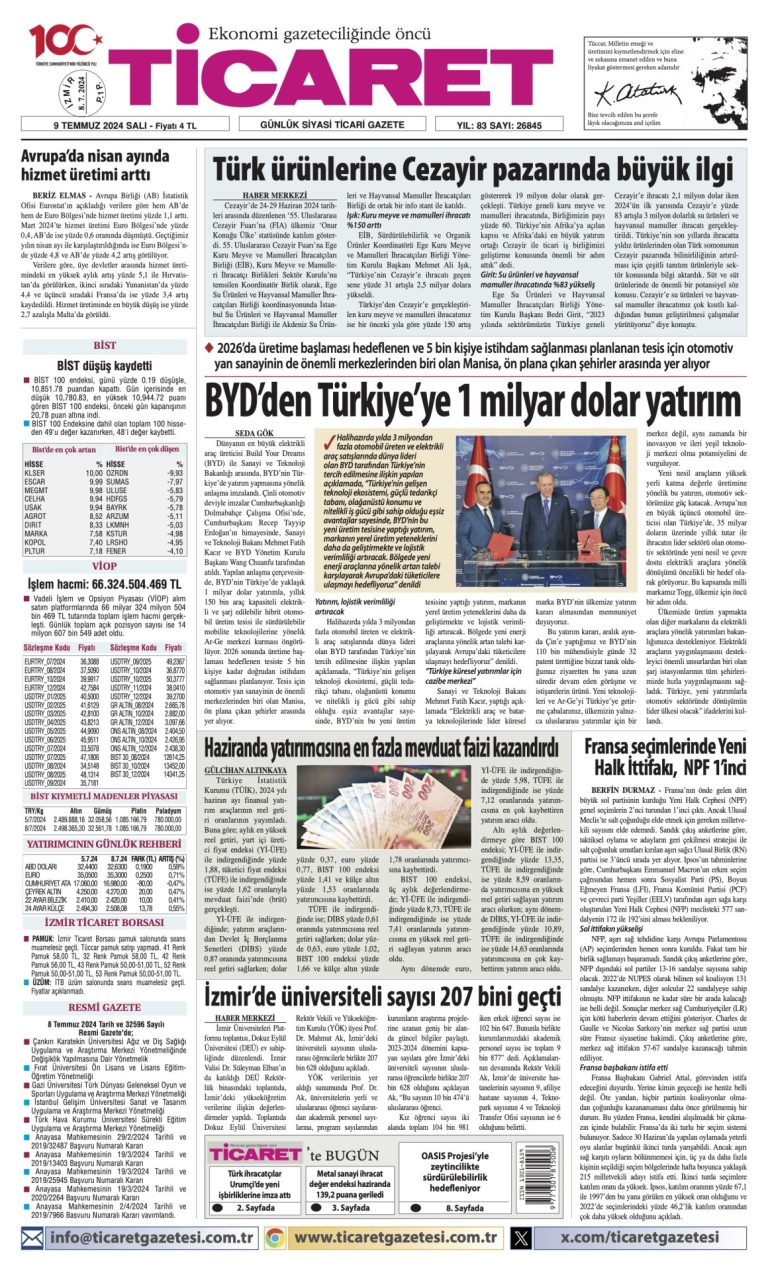 Ticaret Gazetesi’nde bugün