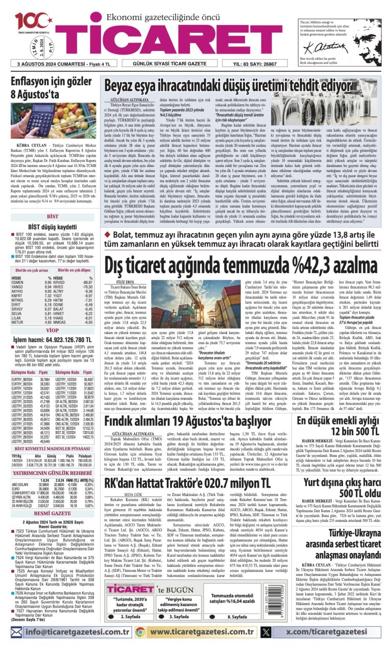 Ticaret Gazetesi’nde bugün