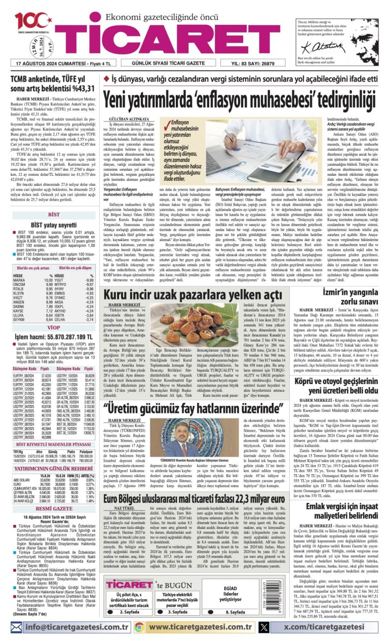 Ticaret Gazetesi’nde bugün