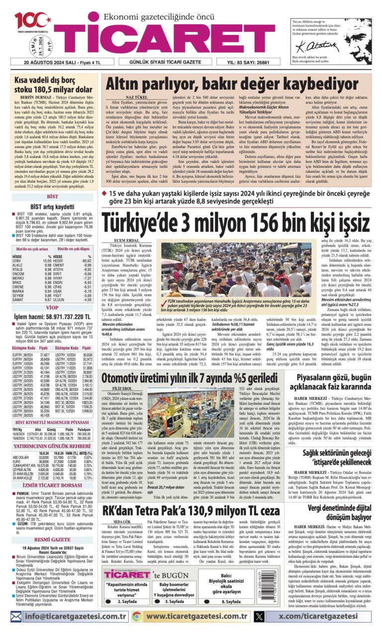 Ticaret Gazetesi’nde bugün