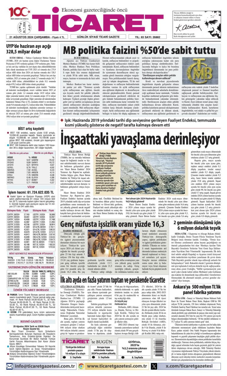 Ticaret Gazetesi’nde bugün