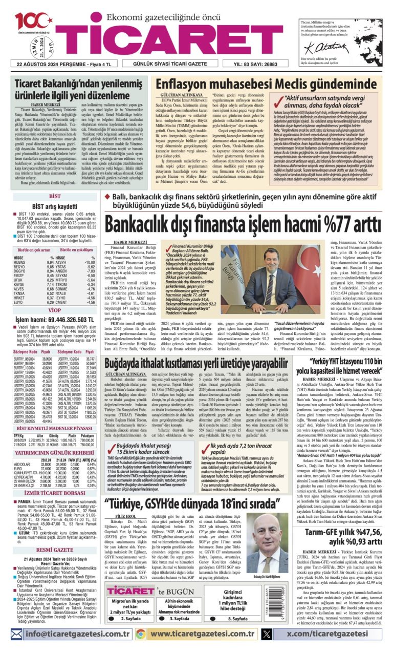 Ticaret Gazetesi’nde bugün