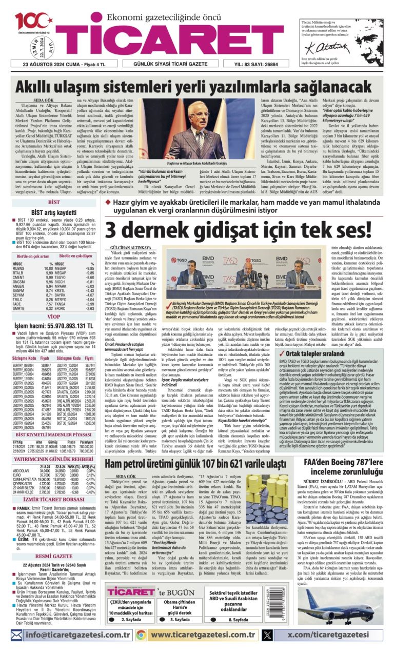 Ticaret Gazetesi’nde bugün