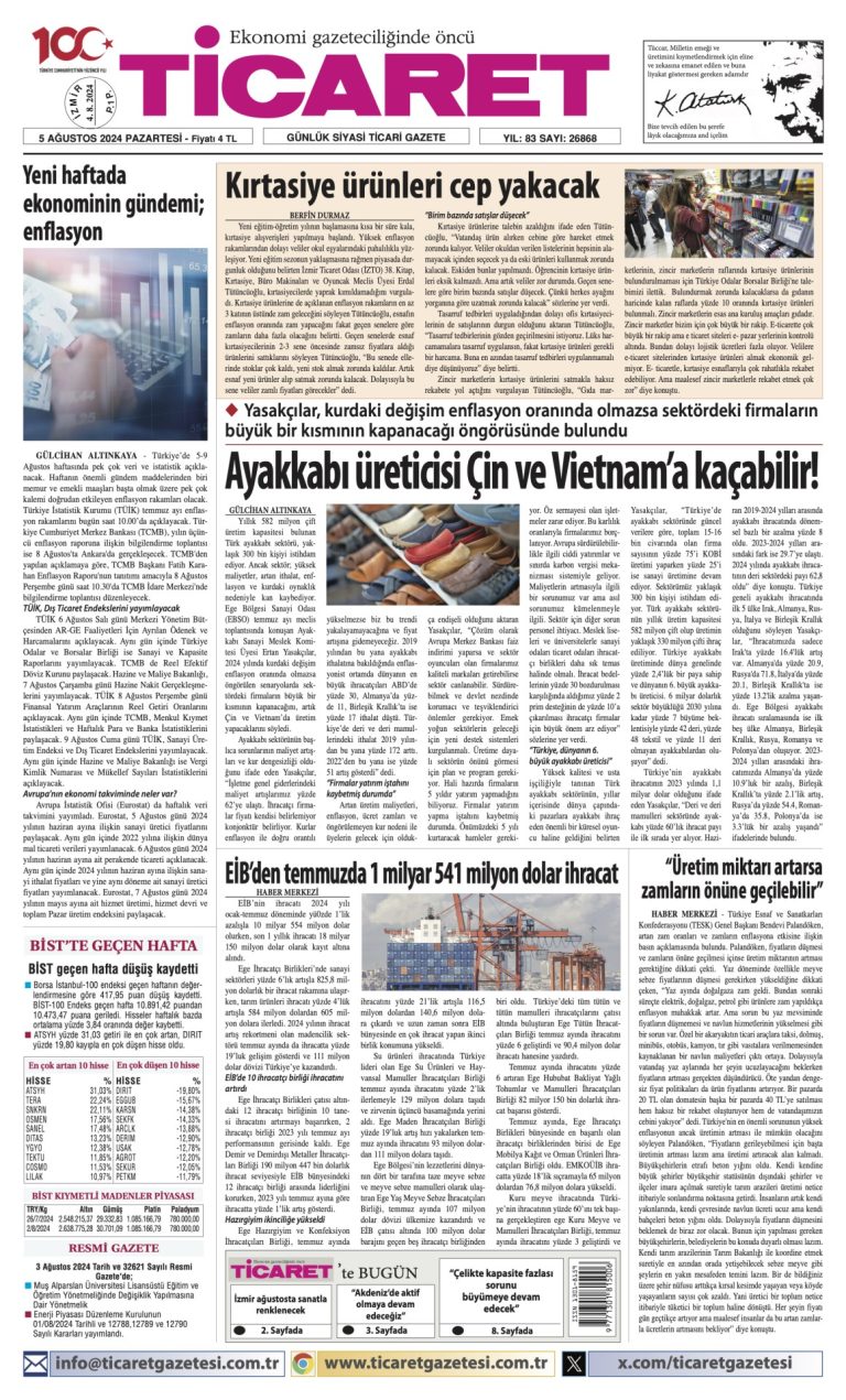 Ticaret Gazetesi’nde bugün
