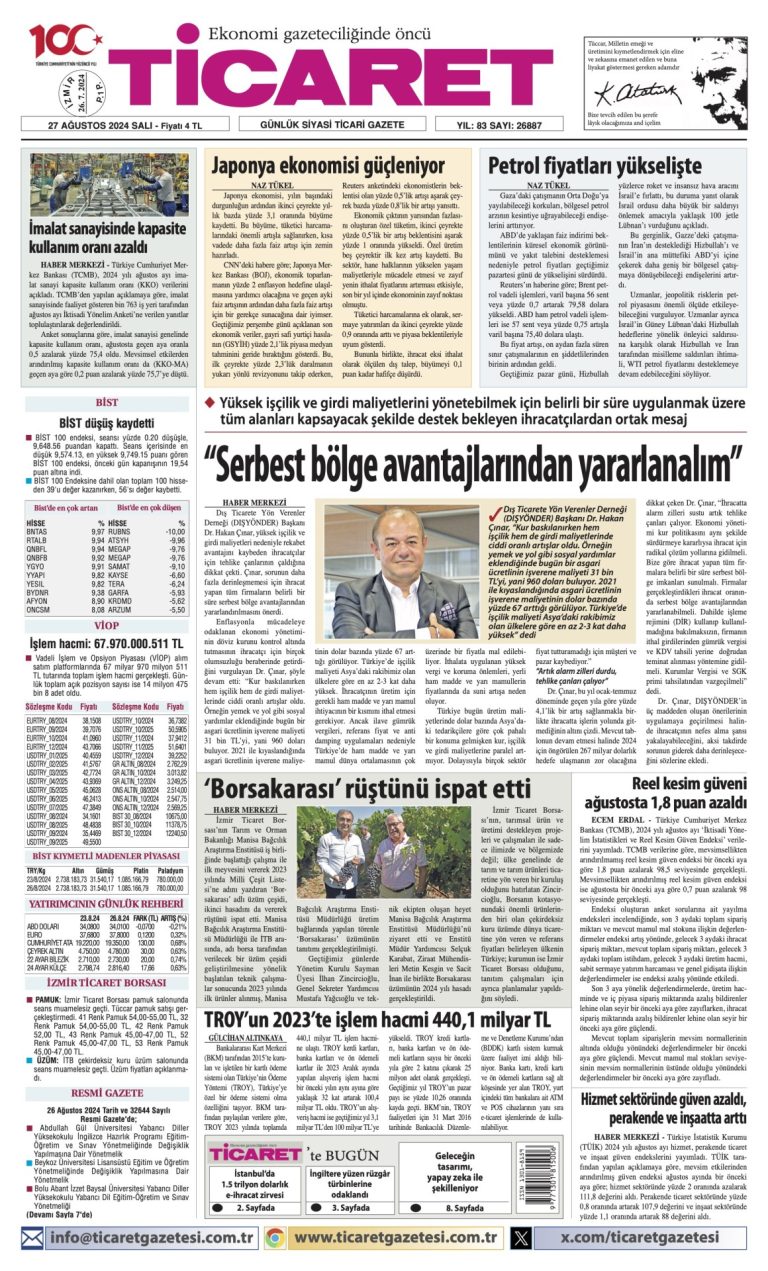 Ticaret Gazetesi’nde bugün