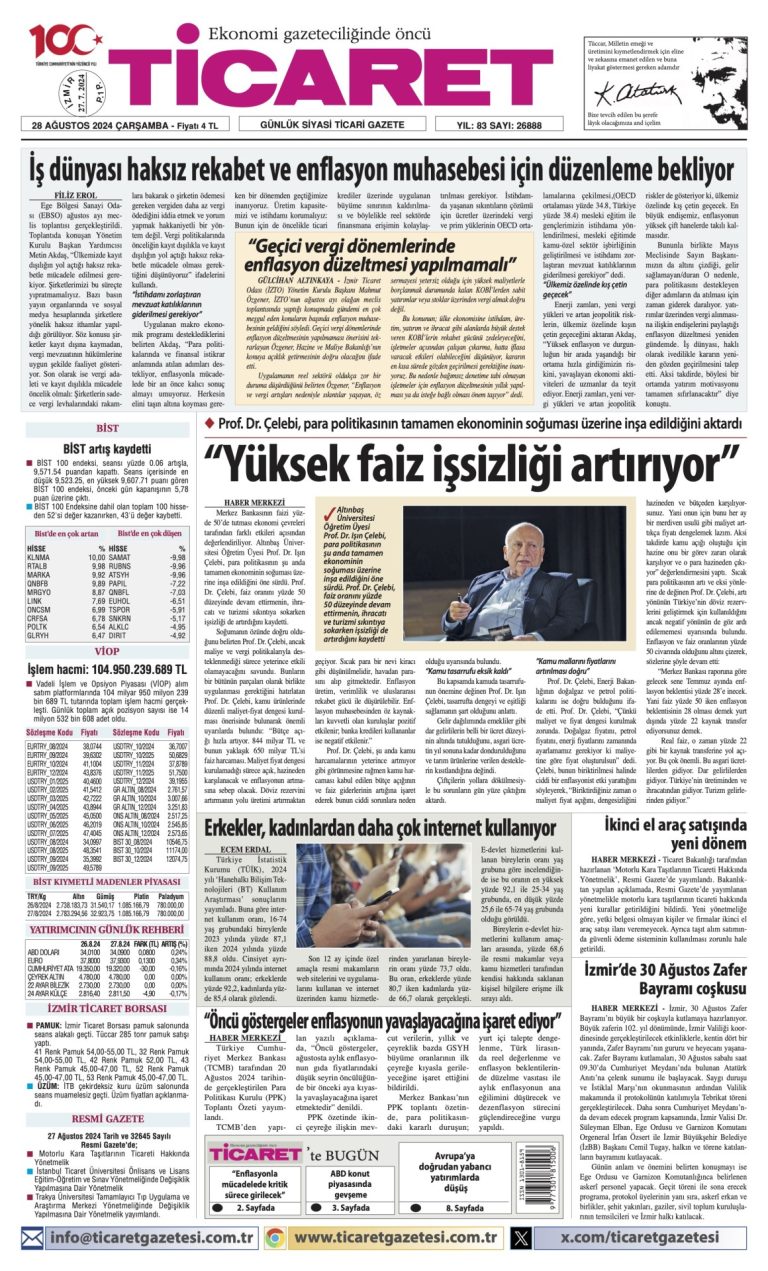 Ticaret Gazetesi’nde bugün