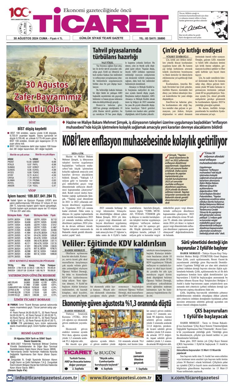 Ticaret Gazetesi’nde bugün