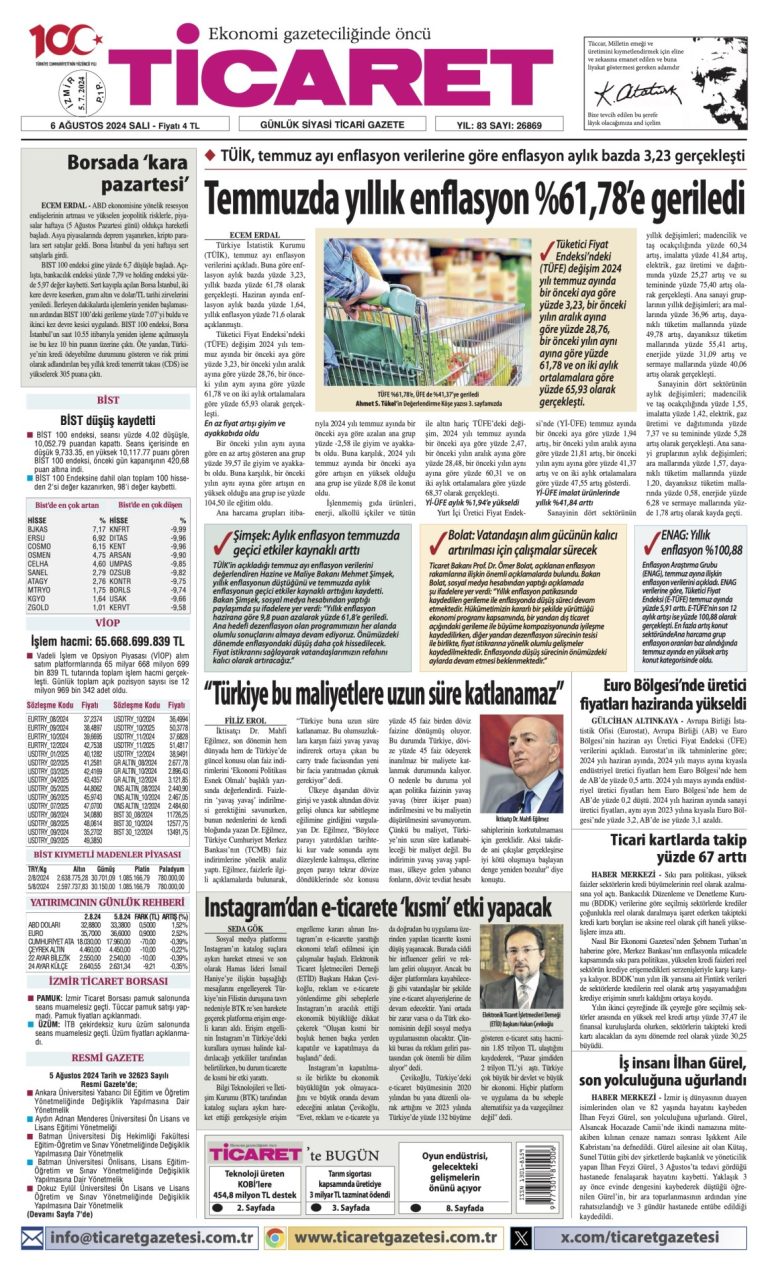 Ticaret Gazetesi’nde bugün