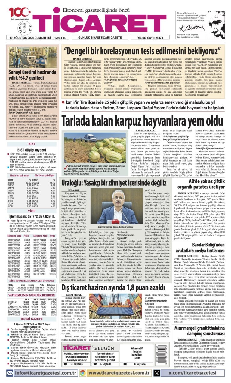 Ticaret Gazetesi’nde bugün