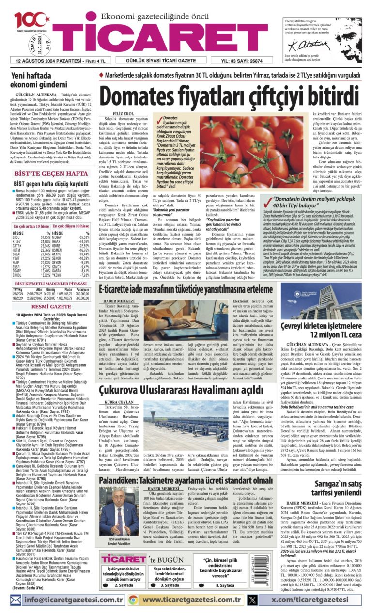 Ticaret Gazetesi’nde bugün