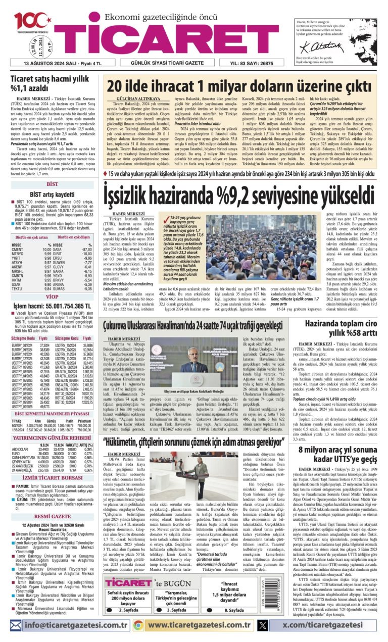 Ticaret Gazetesi’nde bugün