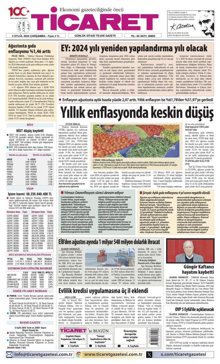 Ticaret Gazetesi’nde bugün