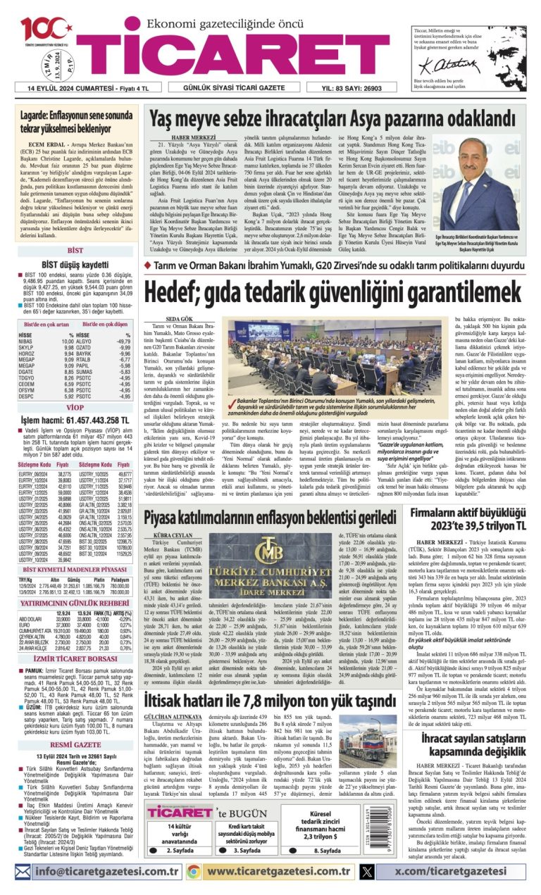 Ticaret Gazetesi’nde bugün
