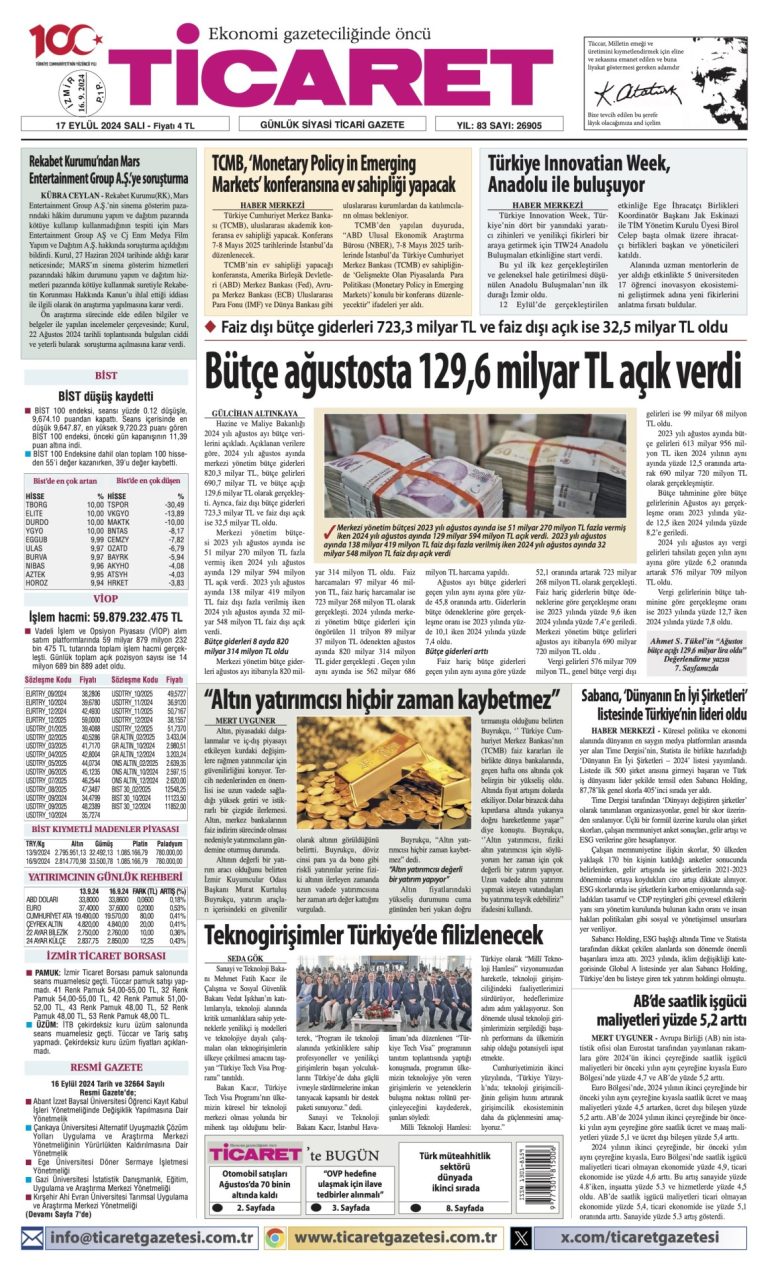 Ticaret Gazetesi’nde bugün