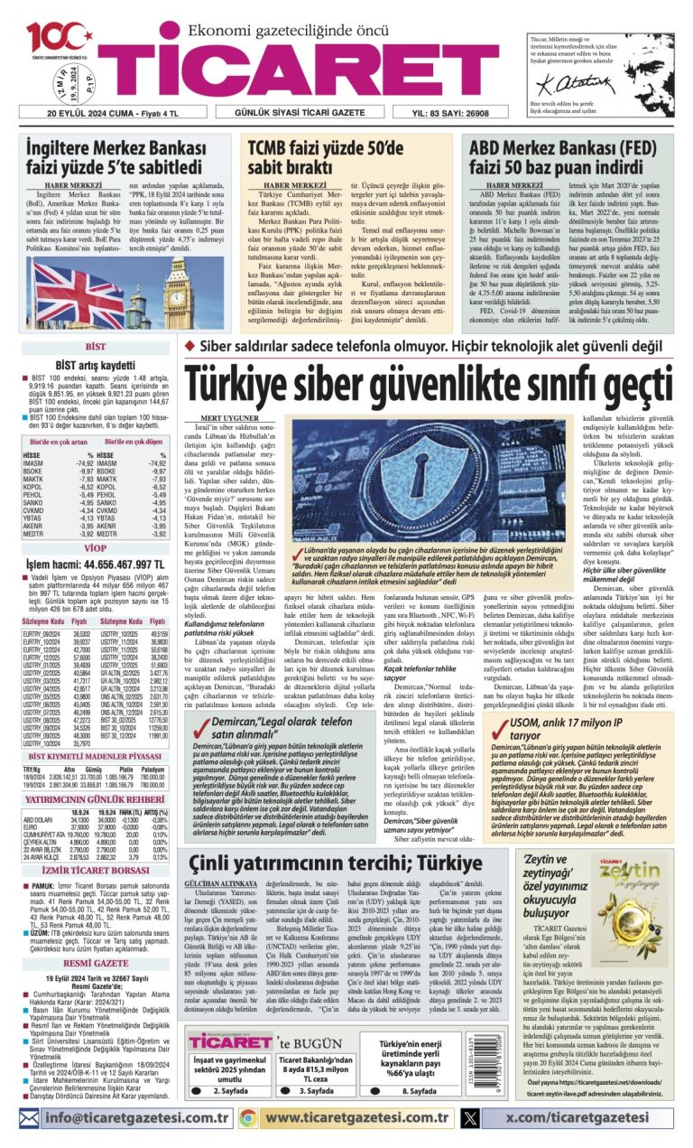 Ticaret Gazetesi’nde bugün