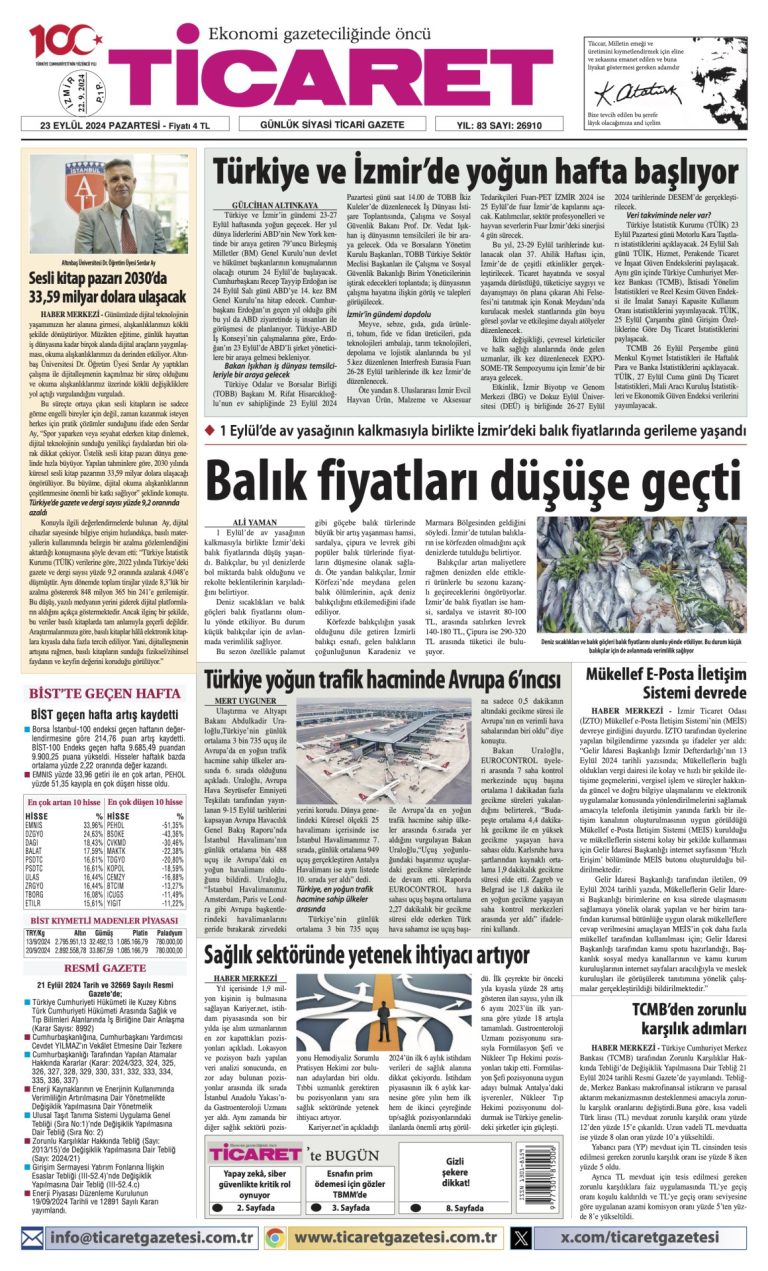 Ticaret Gazetesi’nde bugün
