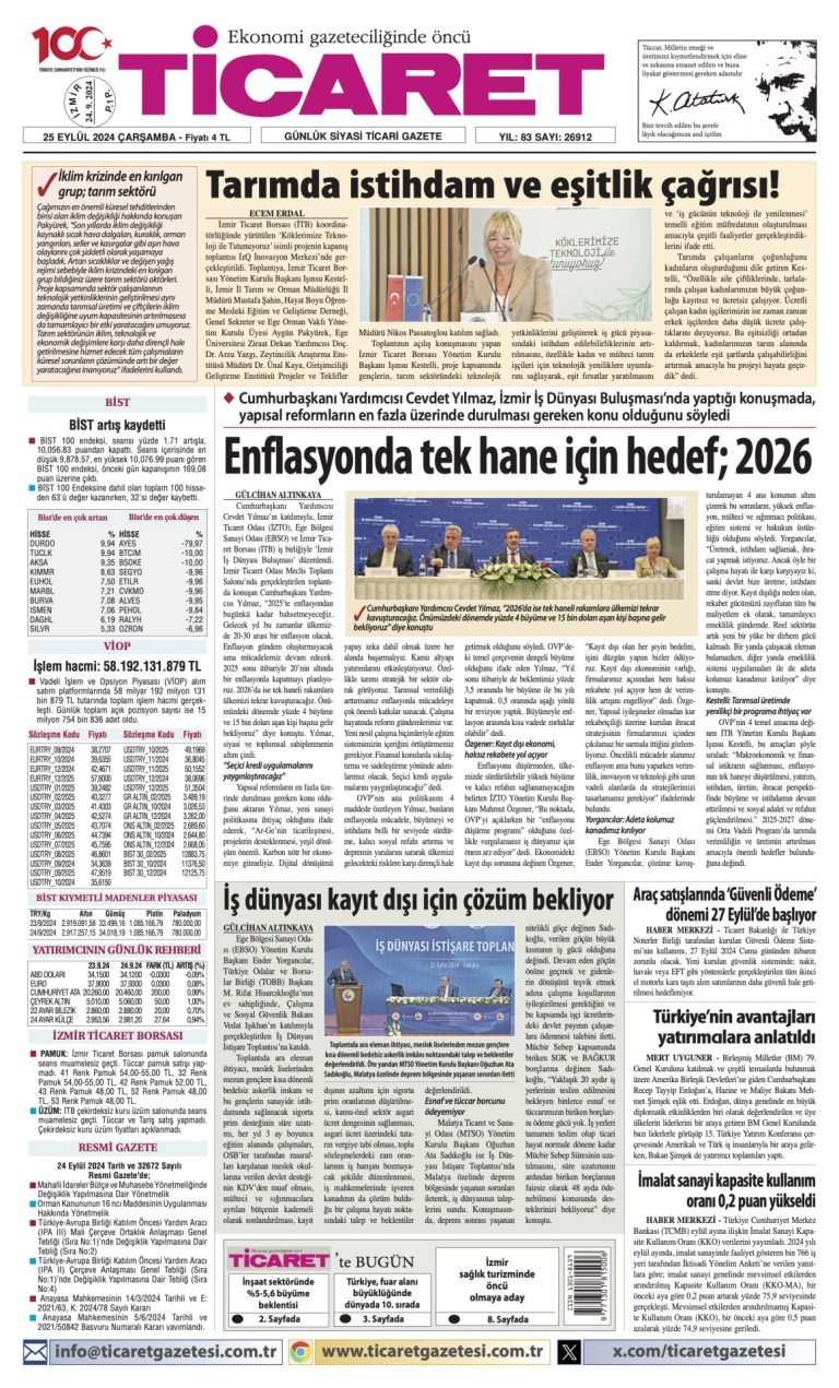 Ticaret Gazetesi’nde bugün