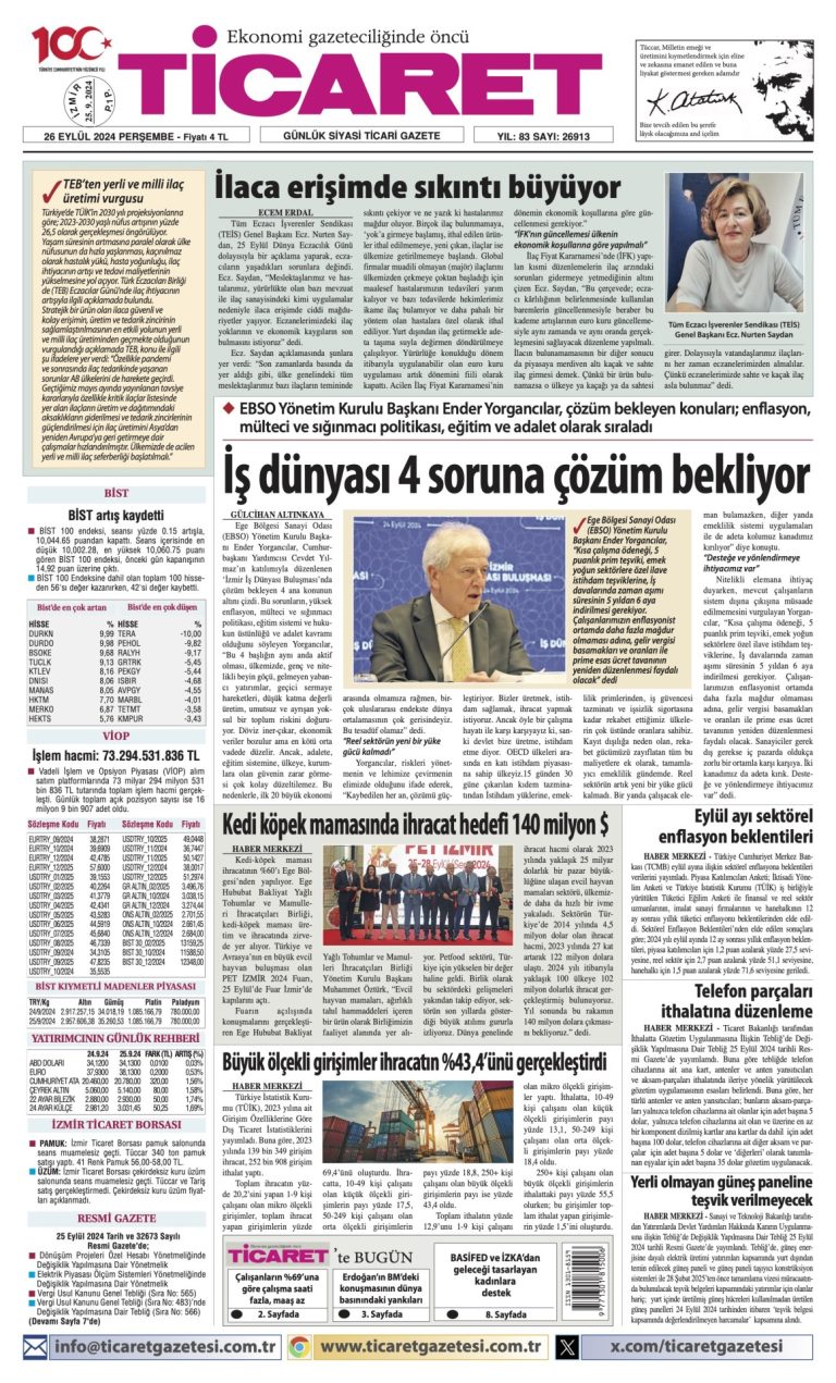 Ticaret Gazetesi’nde bugün