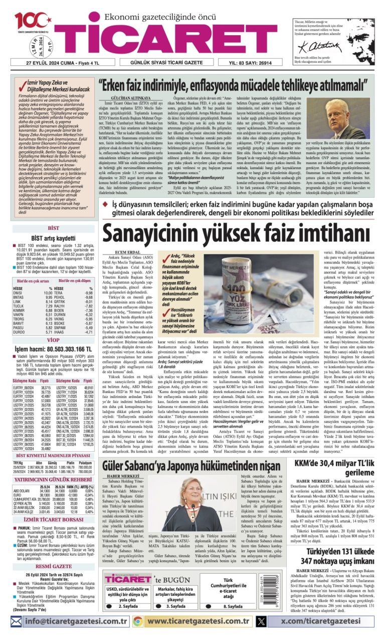 Ticaret Gazetesi’nde bugün