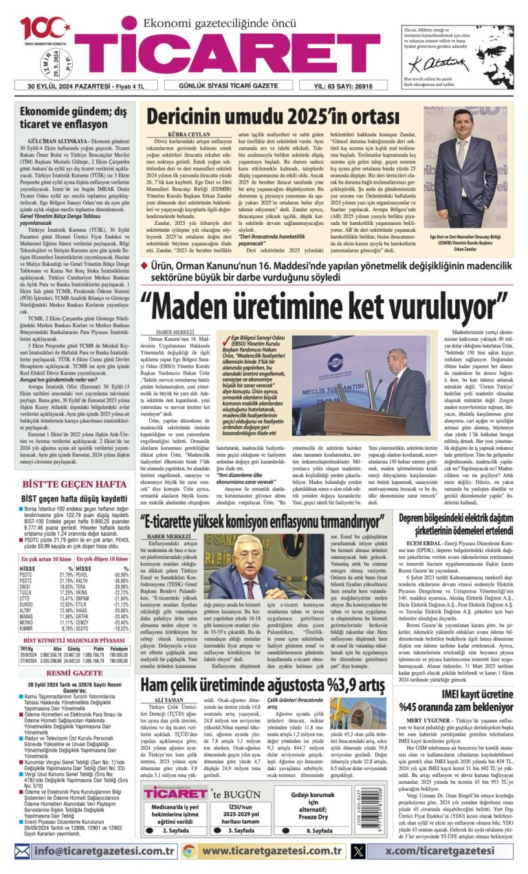 Ticaret Gazetesi’nde bugün