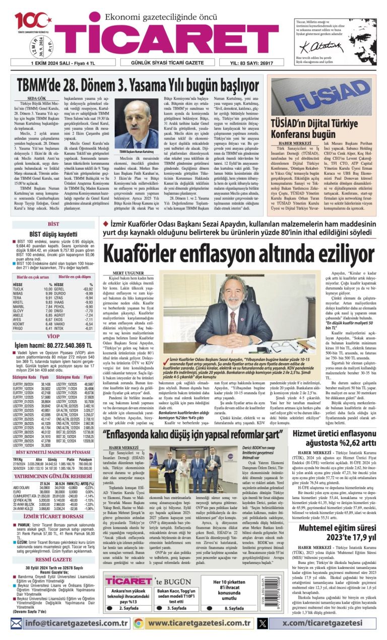 Ticaret Gazetesi’nde bugün