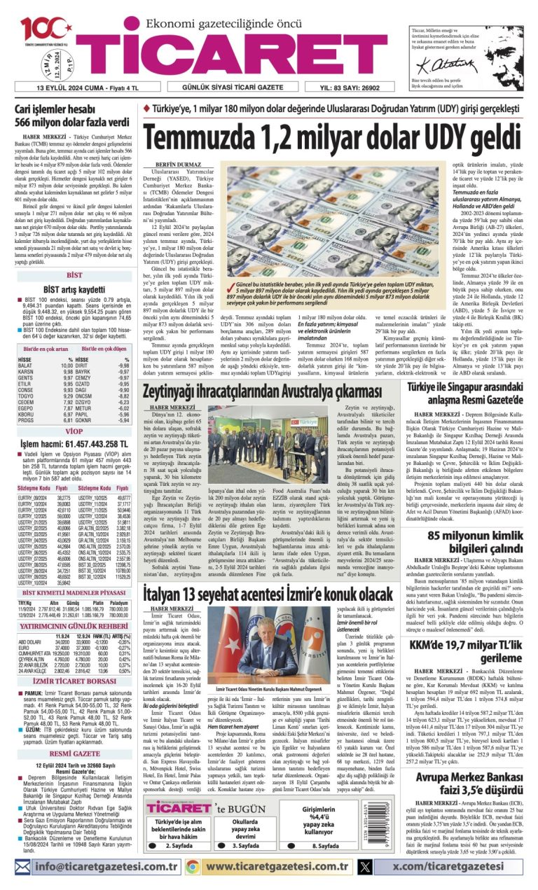 Ticaret Gazetesi’nde bugün