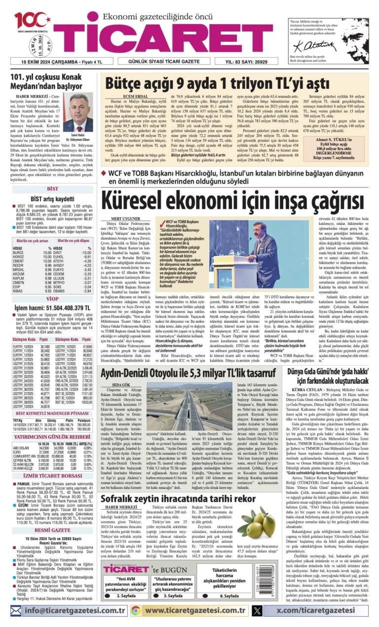 Ticaret Gazetesi’nde bugün