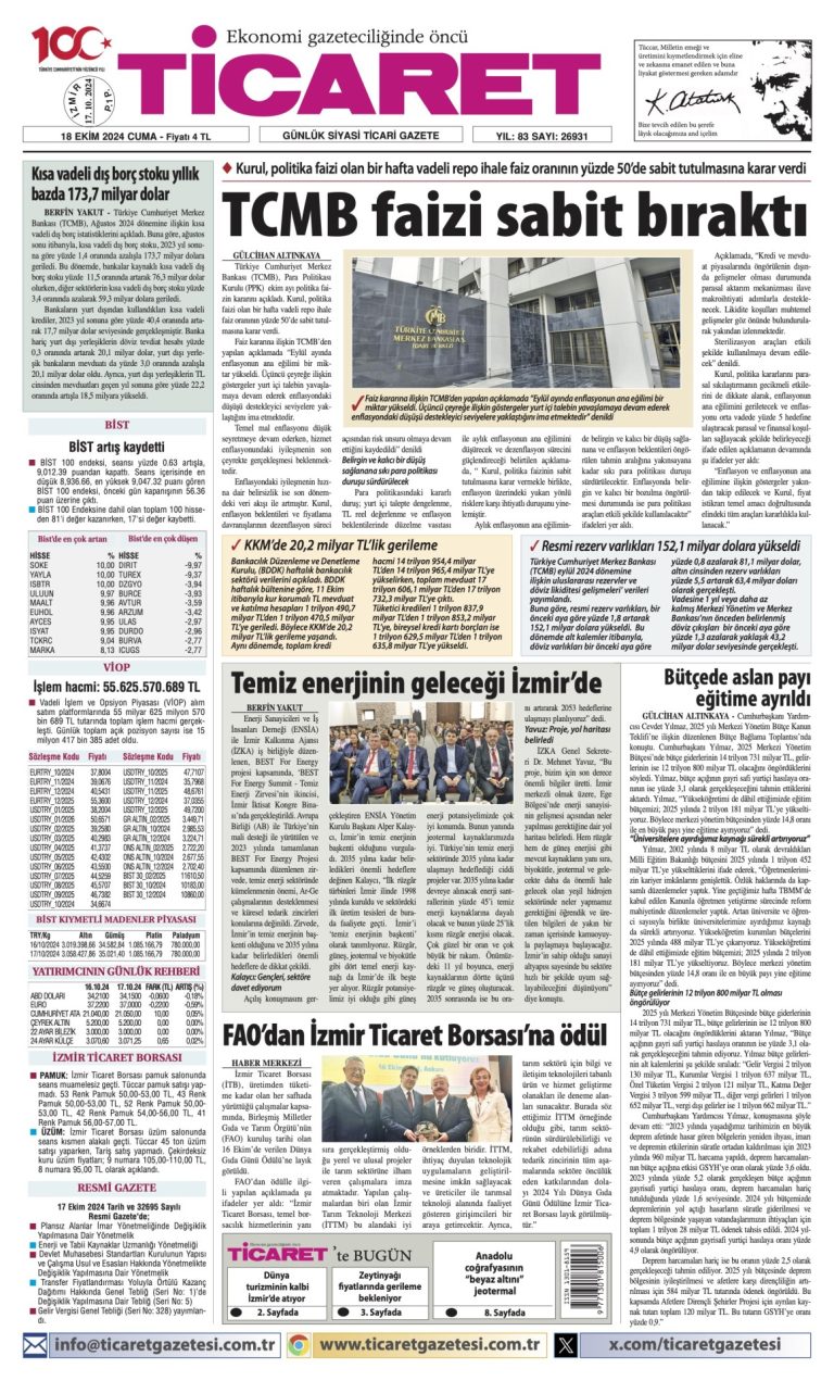 Ticaret Gazetesi’nde bugün