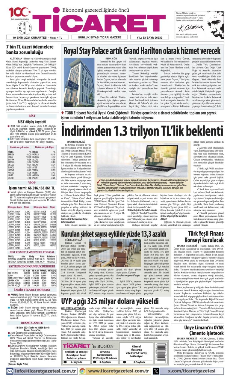 Ticaret Gazetesi’nde bugün