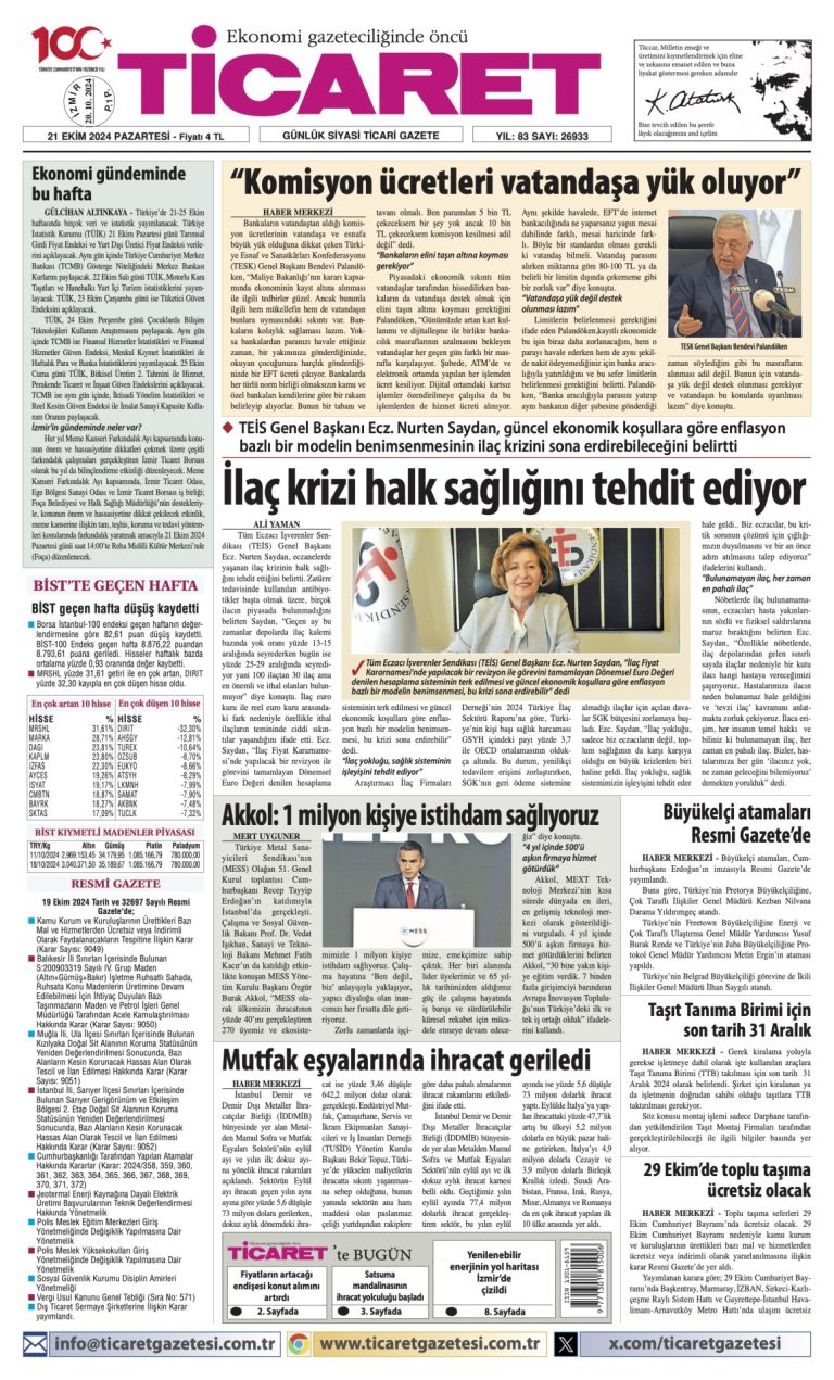 Ticaret Gazetesi’nde bugün
