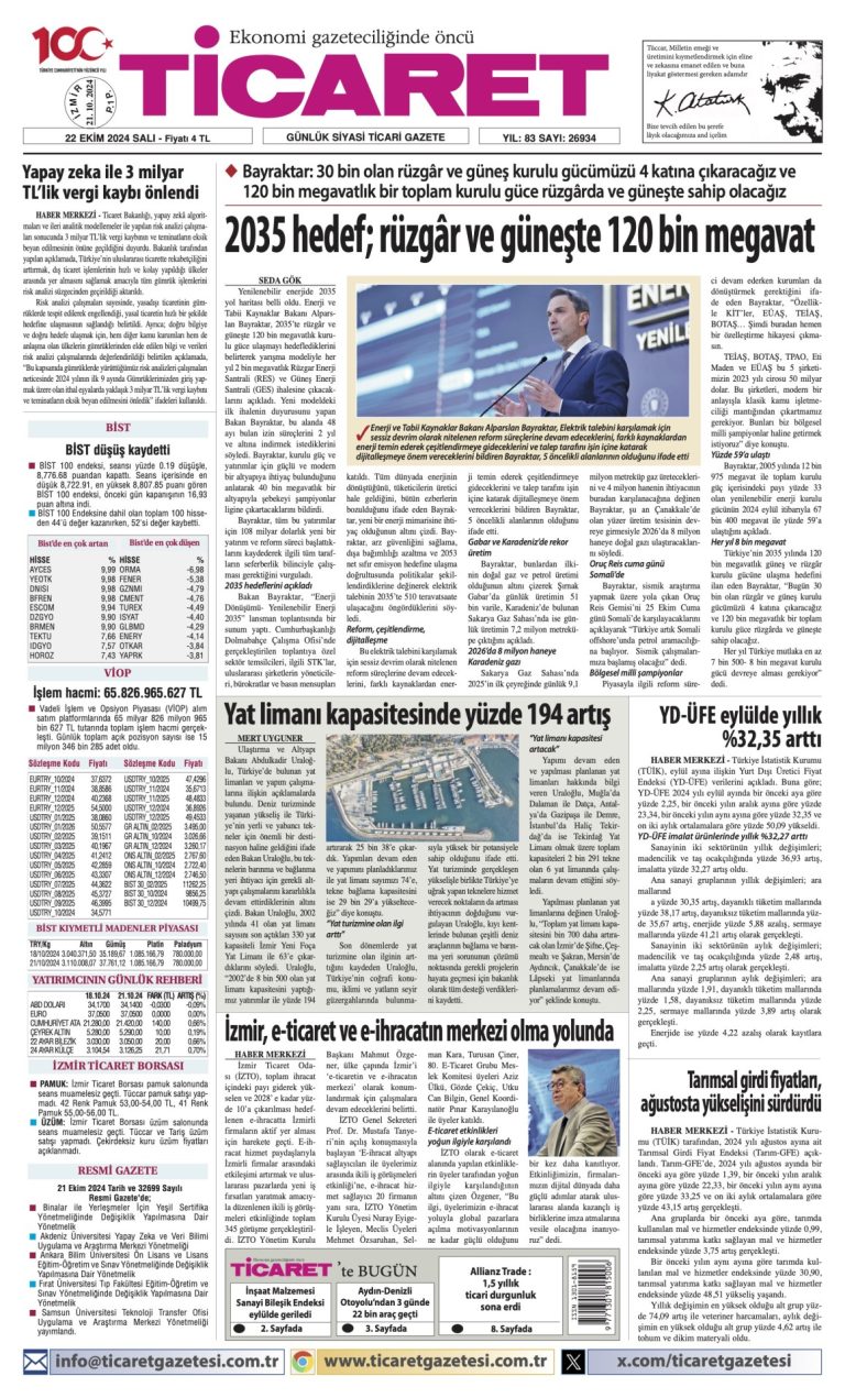 Ticaret Gazetesi’nde bugün