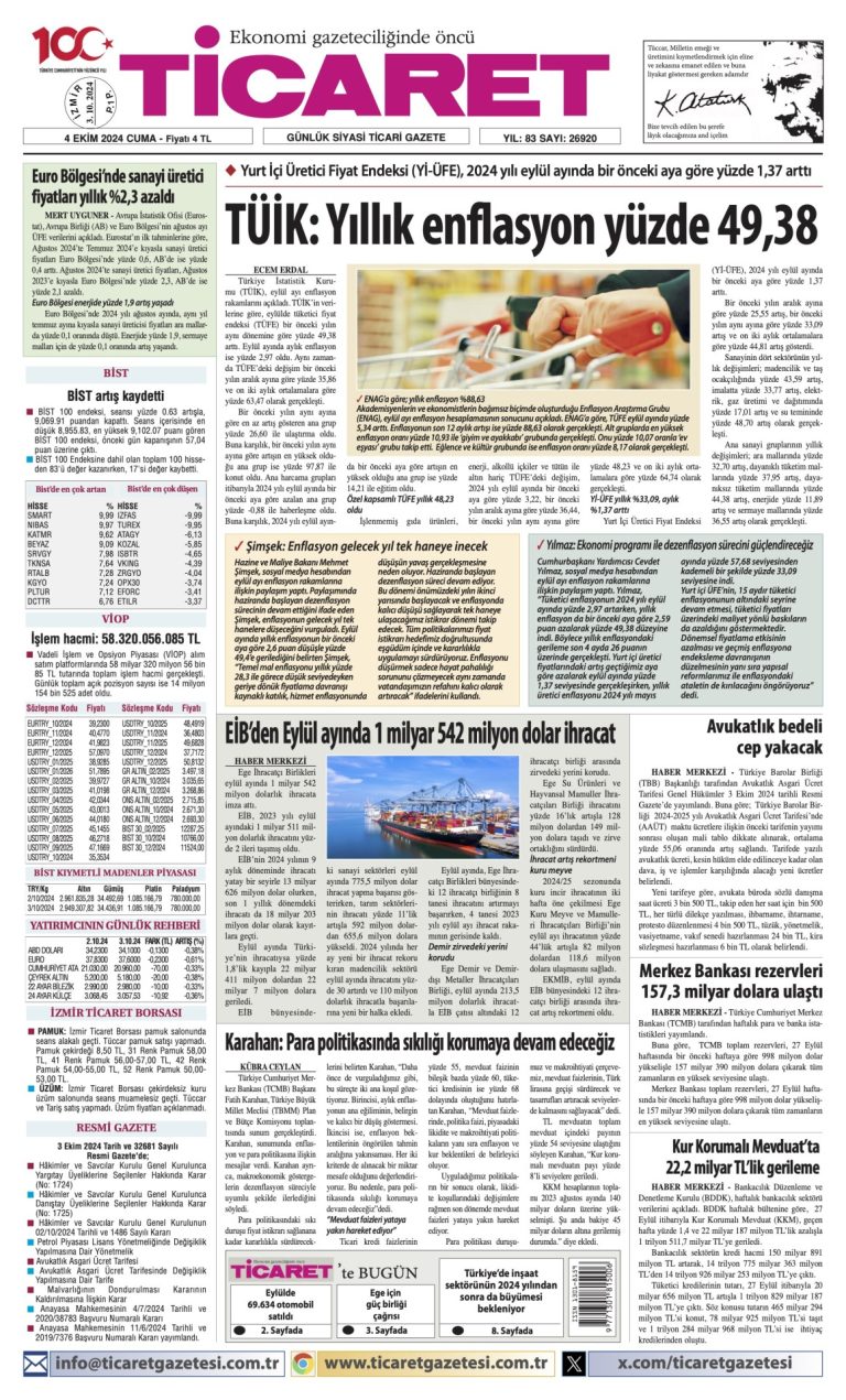 Ticaret Gazetesi’nde bugün