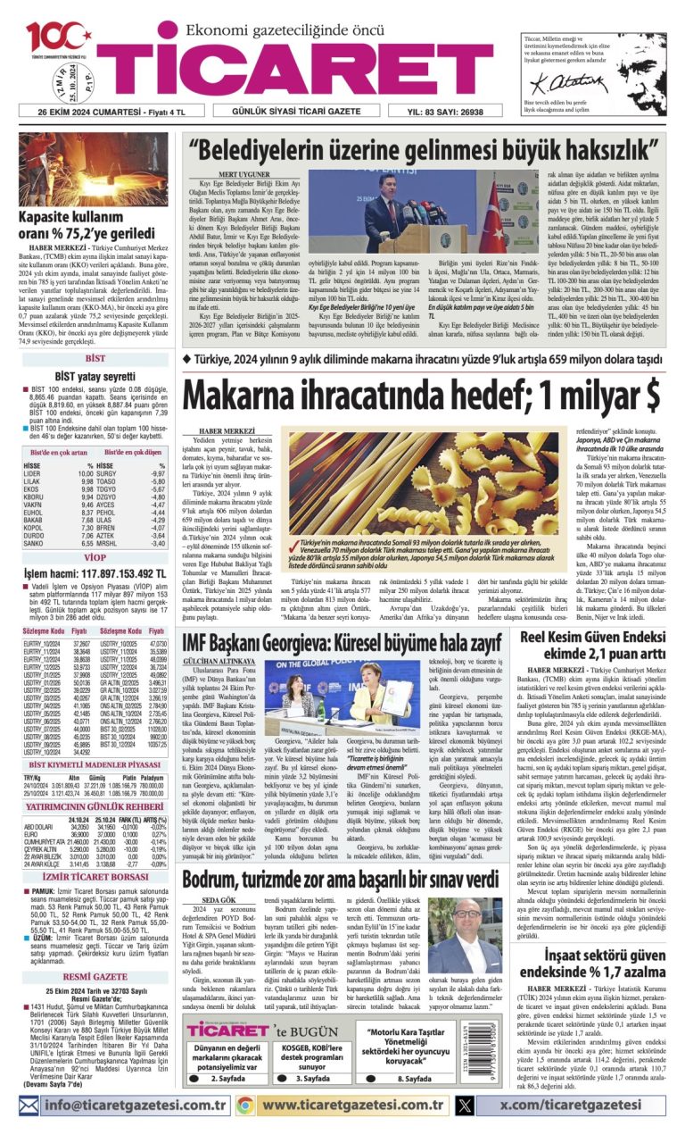 Ticaret Gazetesi’nde bugün