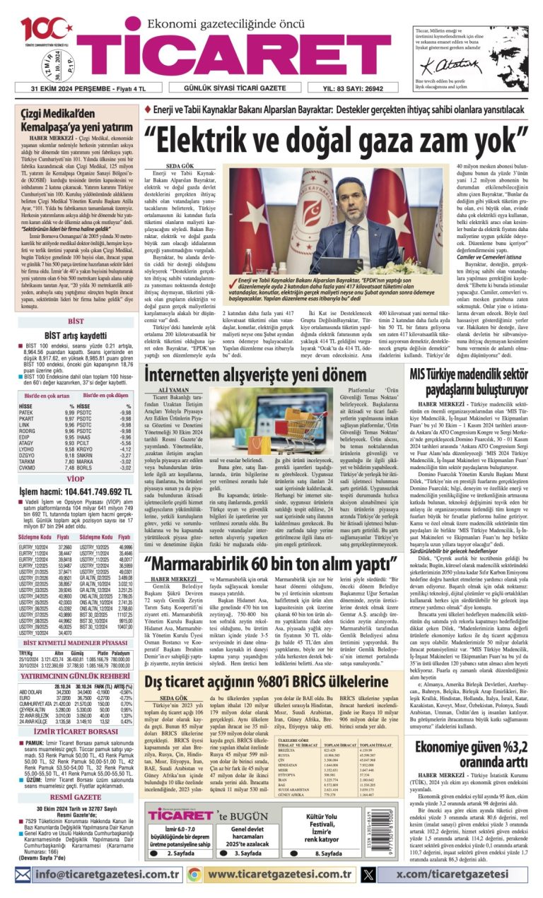 Ticaret Gazetesi’nde bugün