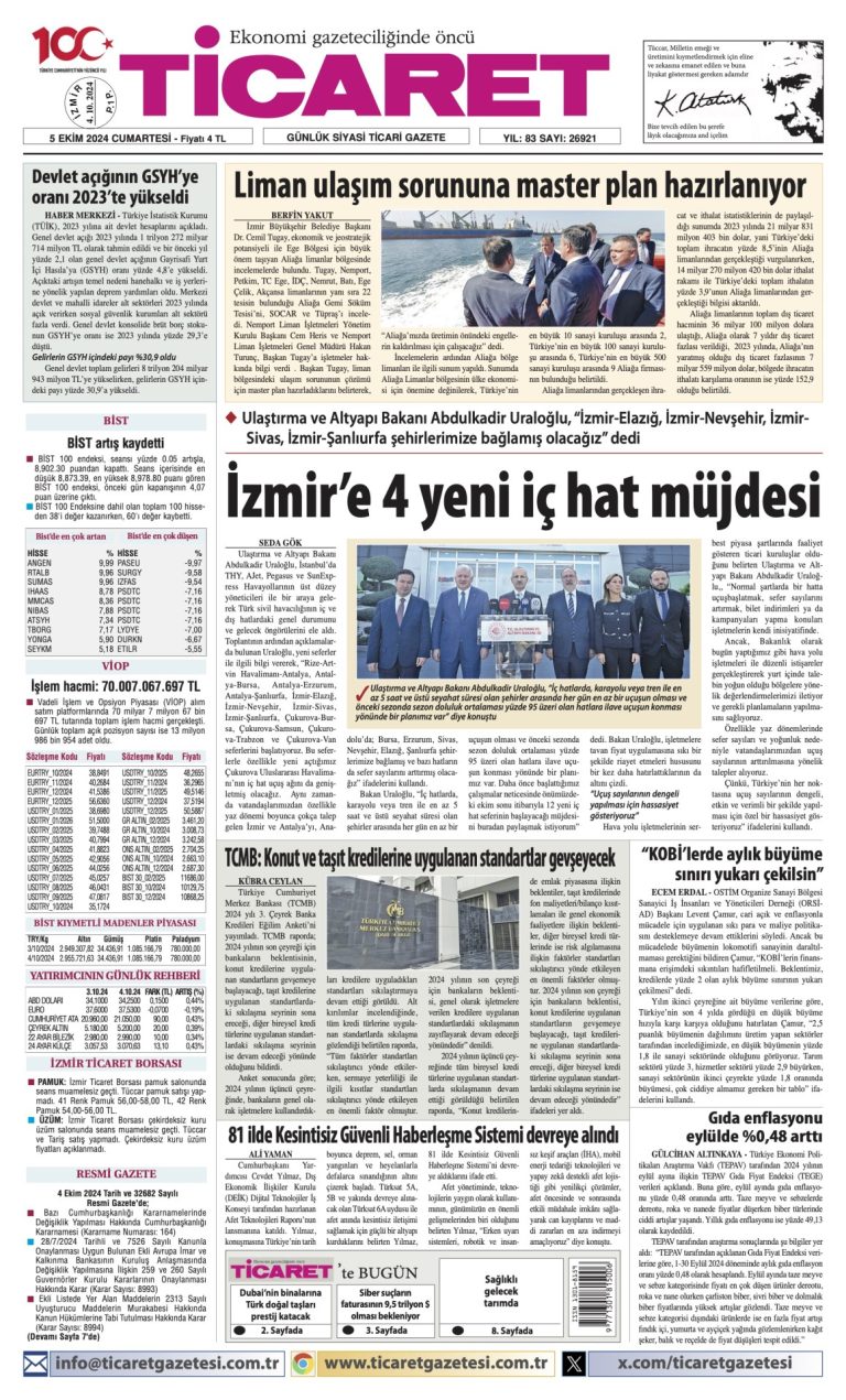 Ticaret Gazetesi’nde bugün