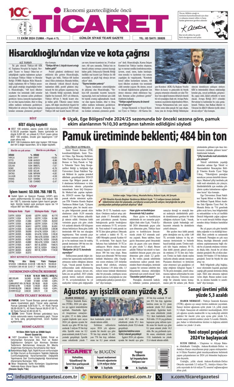 Ticaret Gazetesi’nde bugün