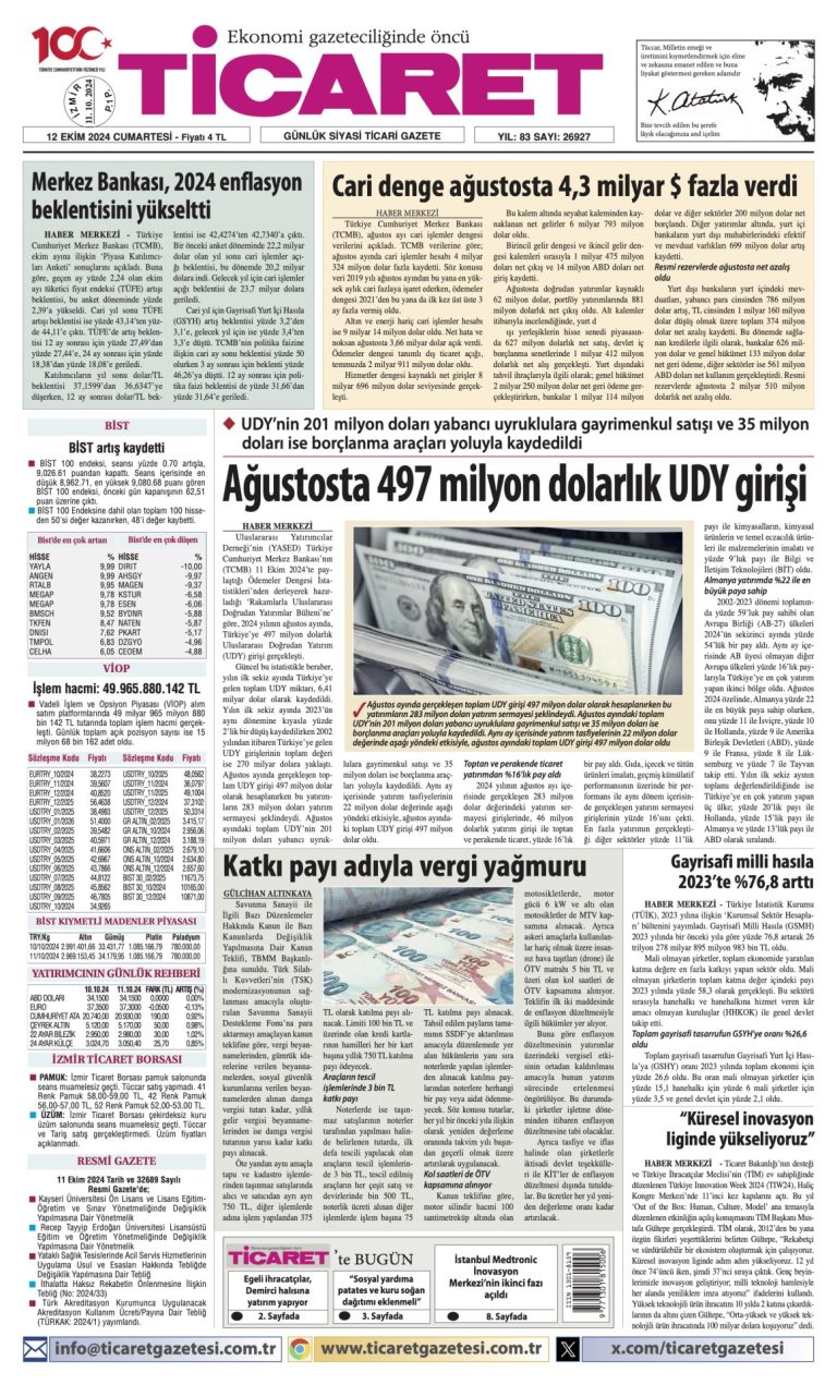 Ticaret Gazetesi’nde bugün